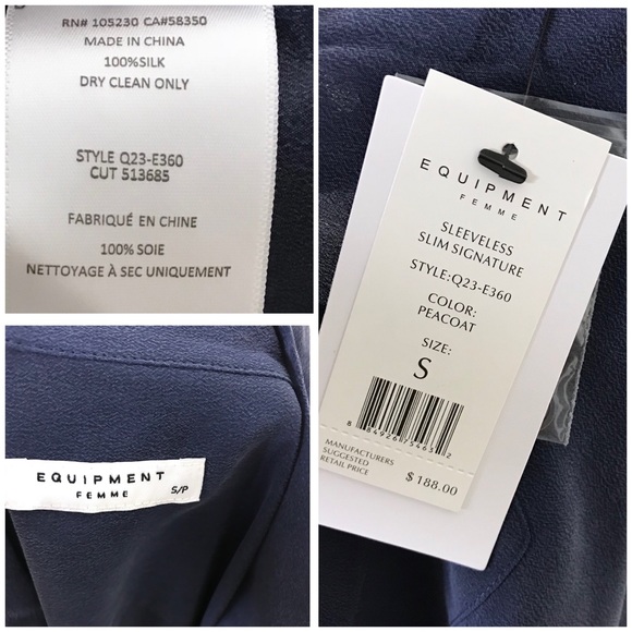 Equipment 100% silk sleeveless slim signature top - Picture 8 of 8